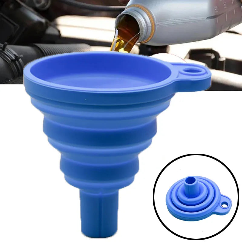 Engine Funnel Car Universal Silicone Liquid Funnel Washer Fluid Change Foldable Portable Auto Engine Oil Petrol Change Funnel - AUTO FLOW ZONE 