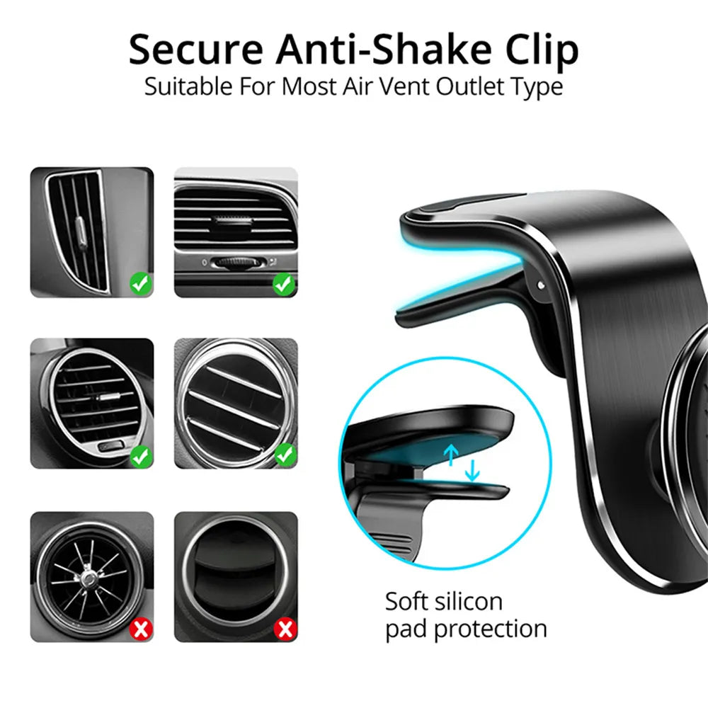 Magnetic Car Phone Holder Air Vent Clip Mount Rotation Cellphone GPS